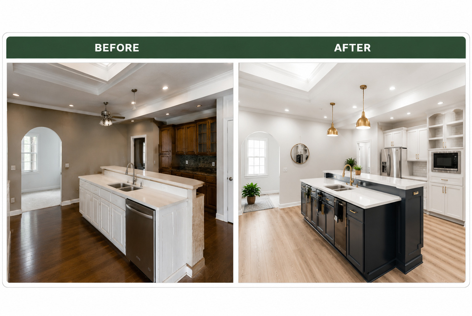 Before and after kitchen renovation
